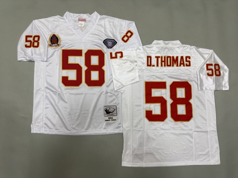 Men 2025 Kansas City Chiefs #58 D.Thomas white Throwback Limited NFL Jersey style 001